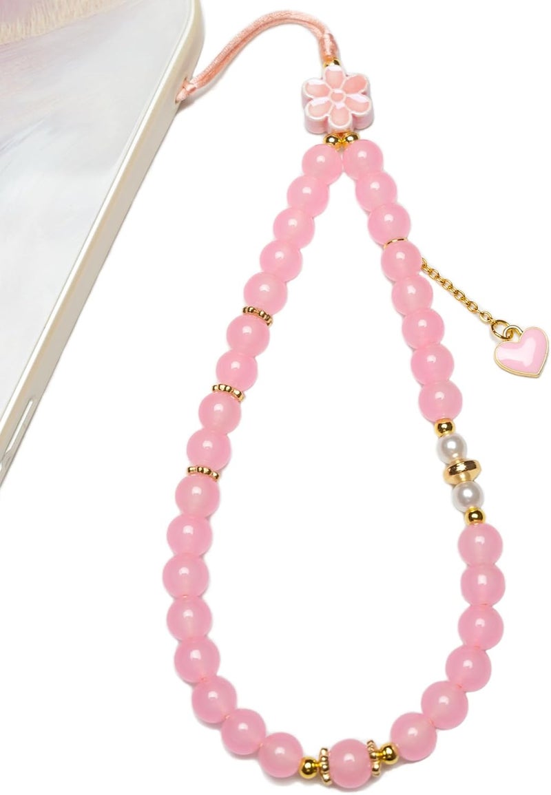 BoudlesCham Phone Charm – Cute Pink Pearl Beaded Wrist Strap for Women, Aesthetic Phone Chain Wristlet for iPhone Charm, Pixel, Camera & More, Perfect for Gifts, Birthdays & Holidays - Image 1